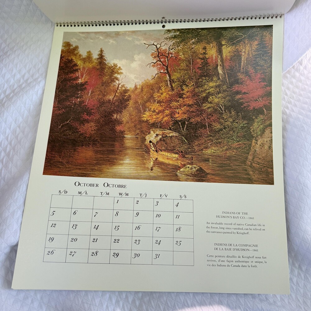 Vintage 1980 Cornelius Krieghoff Wall Calendar Coutts Hallmark Canadian Art Prin - Picture 7 of 9